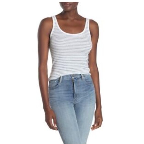 CLOSET CLEAROUT $10 | Vince Ribbed Stripe Favourite Womens' Tank | Size Large - Picture 1 of 4